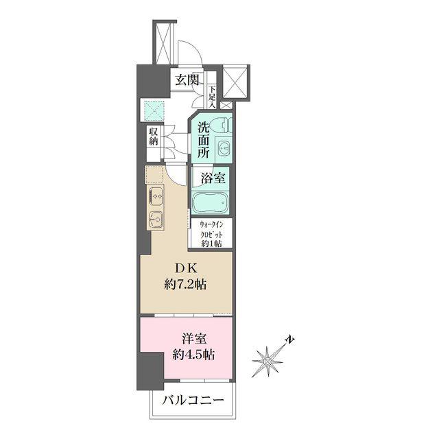 ザ・パークワンズ渋谷本町(1DK/8階)の間取り写真