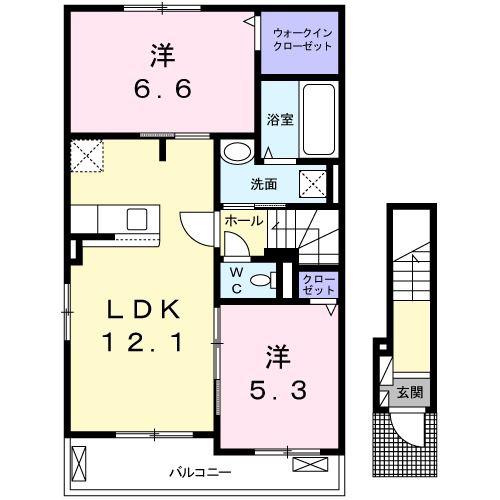 グラース II(2LDK/2階)の間取り写真