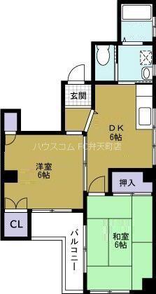 ドウェル倉本Ⅲ(2DK/8階)の間取り写真