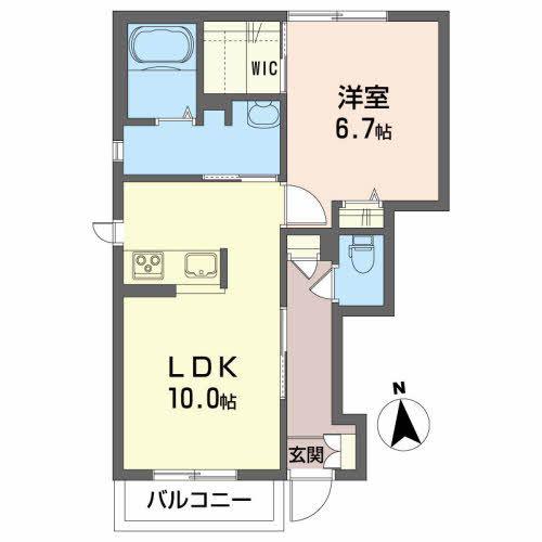 ジェミニ向中野壱番館(1LDK/1階)の間取り写真