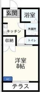 MIKIハイツII-D(1K/1階)の間取り写真