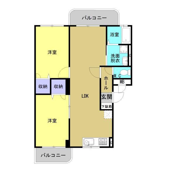 エスガーデン杉(2LDK/3階)の間取り写真