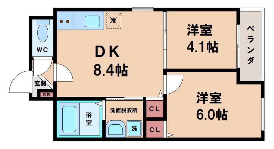 MAISON M&W(2DK/1階)の間取り写真