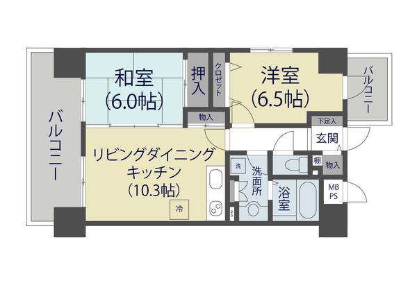 ロワールヒエダ(2LDK/6階)の間取り写真