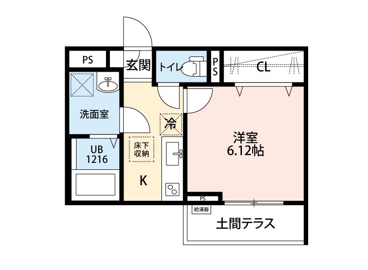 ＪＲ東海道本線 大府駅 徒歩4分 3階建 新築(1K/1階)の間取り写真