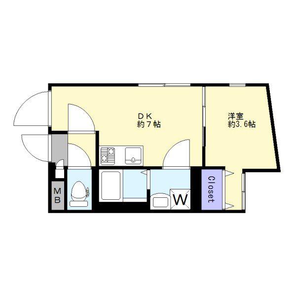 LUXE文京白山(1DK/4階)の間取り写真