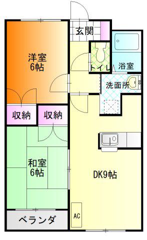 アルペンローザ(2LDK/2階)の間取り写真