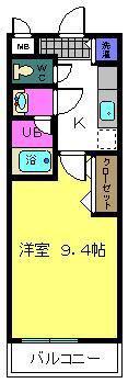 ティエラハウス西小二里(1K/2階)の間取り写真