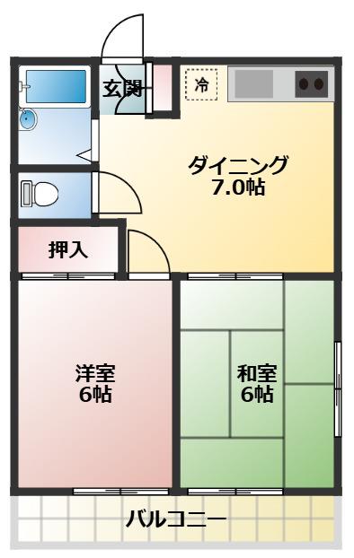 第五三上コーポ(2DK/2階)の間取り写真