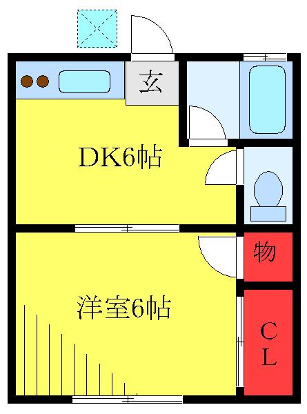 ハウス若草(1DK/1階)の間取り写真