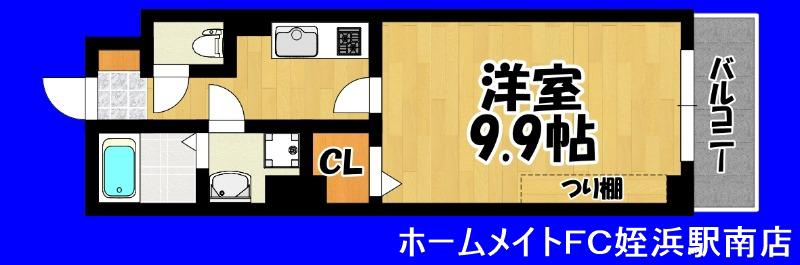 ウエスト AVALON九大前(1K/3階)の間取り写真
