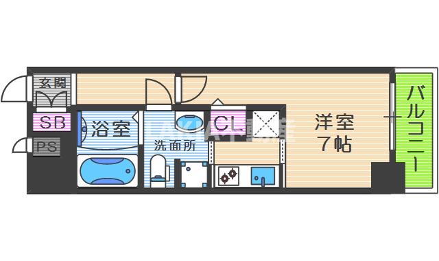 サムティ天王寺イースト(1K/6階)の間取り写真