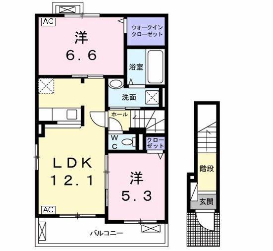 ハーベストI(2LDK/2階)の間取り写真