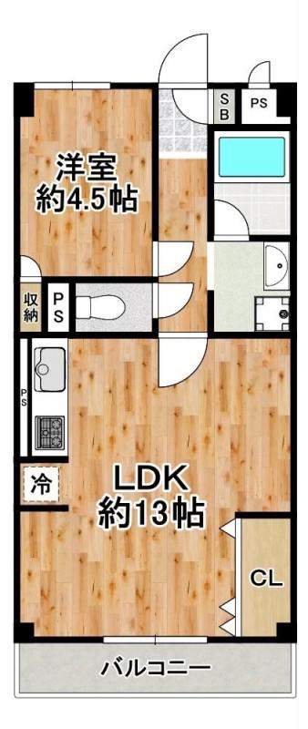 サントピア西九条(1LDK/2階)の間取り写真