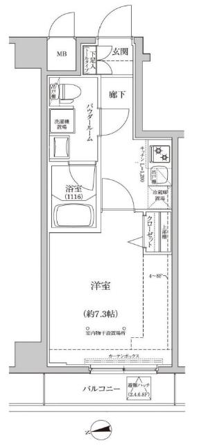 パティーナ住吉DUO(1K/8階)の間取り写真