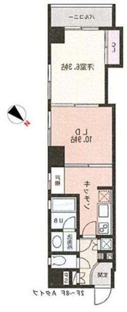 スクエアードコート日本橋人形町(1LDK/3階)の間取り写真