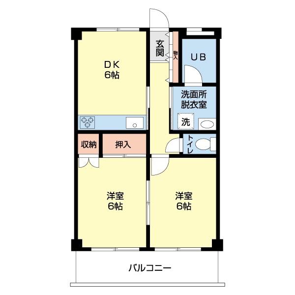 エス・フィールドビル(2DK/3階)の間取り写真