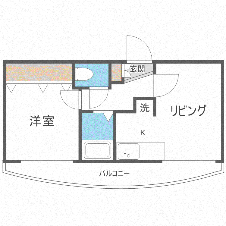 ヴィレッジ円山(1DK/4階)の間取り写真