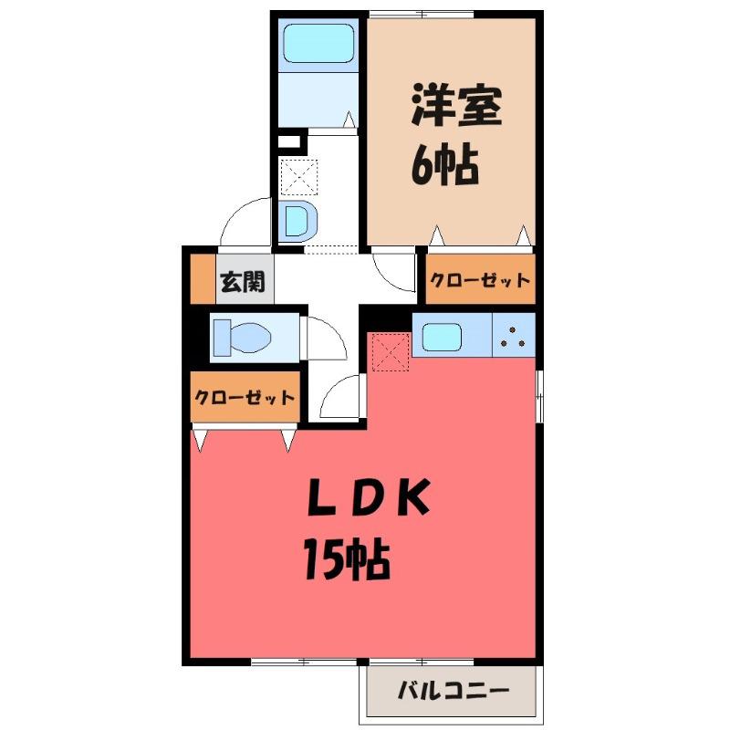 エメラルド(1LDK/2階)の間取り写真