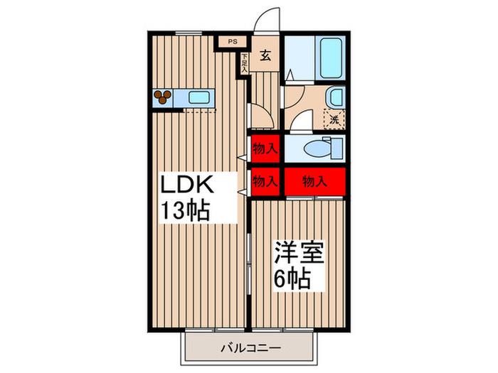コンフォート狭山台(1LDK/1階)の間取り写真