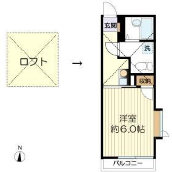 マ・ピエス生田7-B棟(1K/2階)の間取り写真