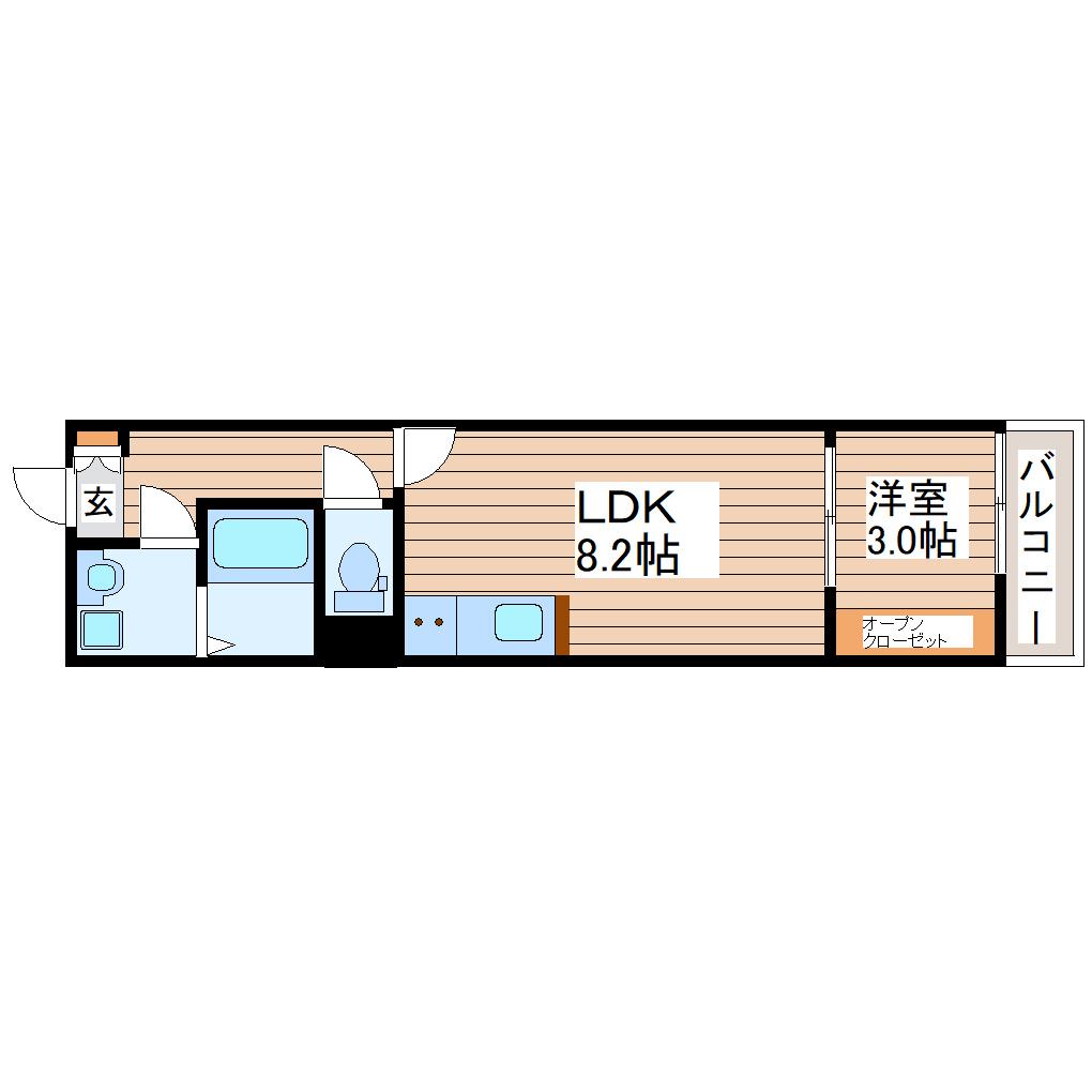 マシェルナ美田園(1LDK/2階)の間取り写真