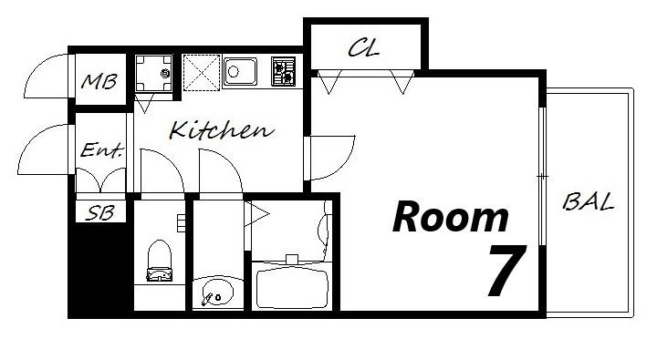 LUXE芦屋南(1K/5階)の間取り写真