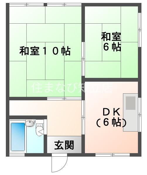 築山店舗2階(2DK/2階)の間取り写真