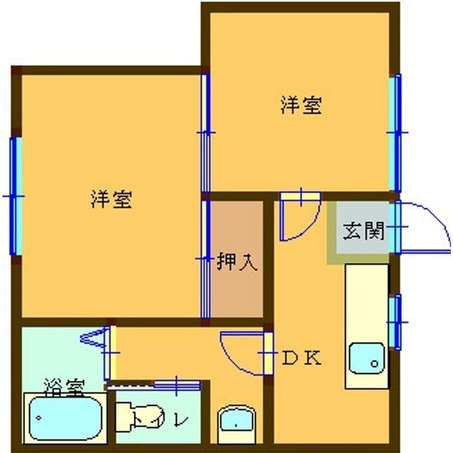 ハイツケイ(2K/1階)の間取り写真