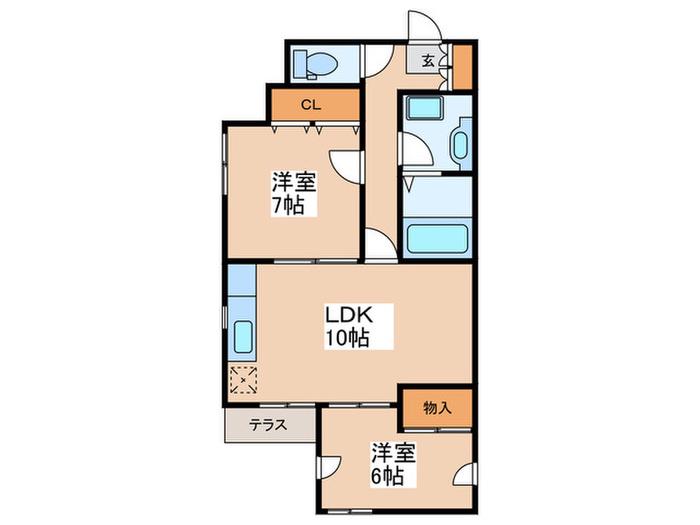 ドウェルNS(2LDK/1階)の間取り写真