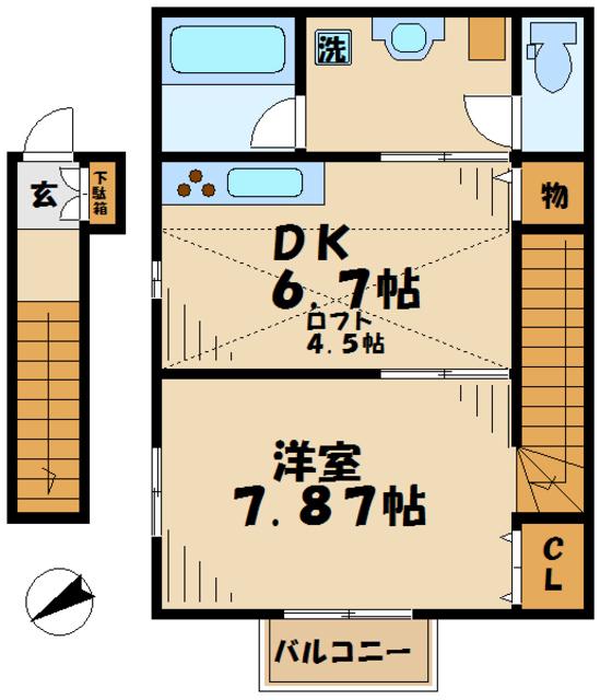 MEISON DE BUFFET(1DK/2階)の間取り写真