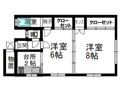 青森市油川船岡52-9新晴荘(2K/1階)の間取り写真