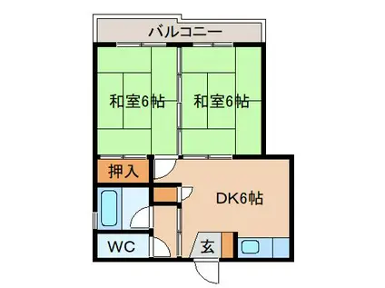 コーポ島橋(2DK/3階)の間取り写真