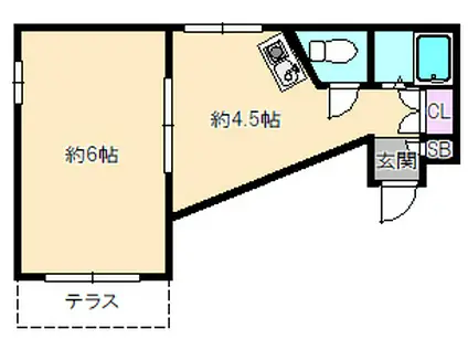 ハウスNINE(1DK/1階)の間取り写真