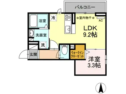 サンイースト(1LDK/2階)の間取り写真