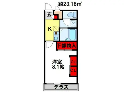 レオパレスLIGHTHILLII(1K/2階)の間取り写真