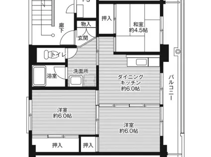 ビレッジハウス保原 1号棟(3DK/5階)の間取り写真