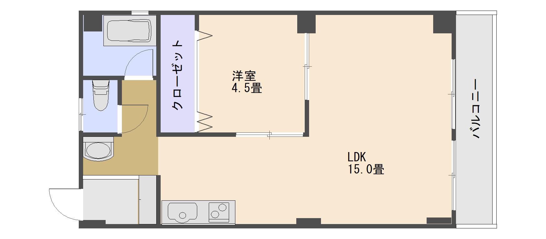 Mフラットビル(1LDK/3階)の間取り写真