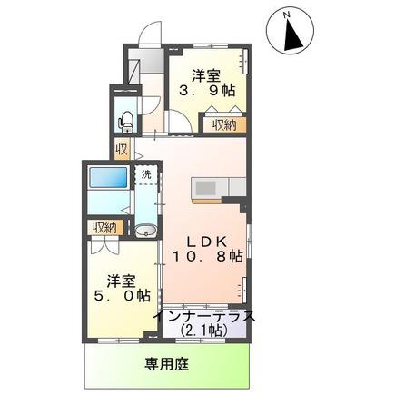 アザレア(2LDK/1階)の間取り写真