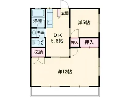 ドミール姫子B棟(2DK/2階)の間取り写真