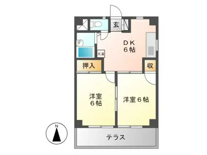 エムズハウス栄(2DK/6階)の間取り写真