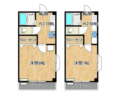イヴアール 1(1K/3階)の間取り写真
