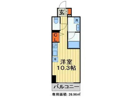 ROYJENT PARKS千葉中央(ワンルーム/10階)の間取り写真