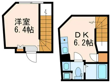 HJ PLACE 初台南(1DK/地下階)の間取り写真