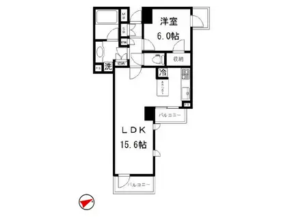 BRILLIA神楽坂ID(1LDK/6階)の間取り写真