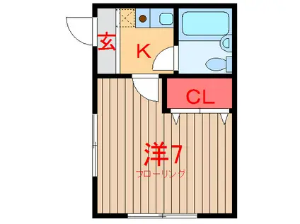 千葉ハイツ(1K/1階)の間取り写真