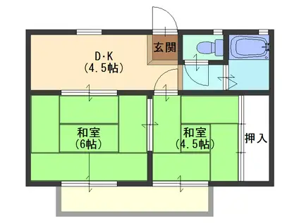 サンティール野山(2K/1階)の間取り写真