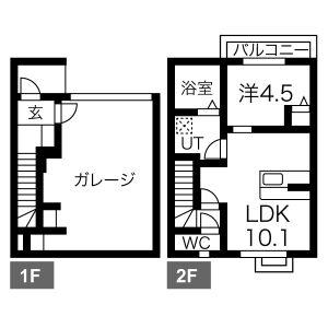 AS GARAGE II・III(1LDK/2階)の間取り写真