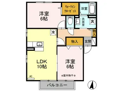 ショードファミーユ(2LDK/2階)の間取り写真