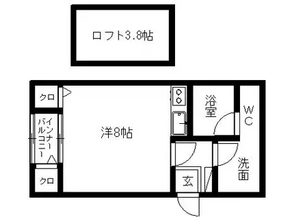 セゾンド・エル新津(ワンルーム/1階)の間取り写真